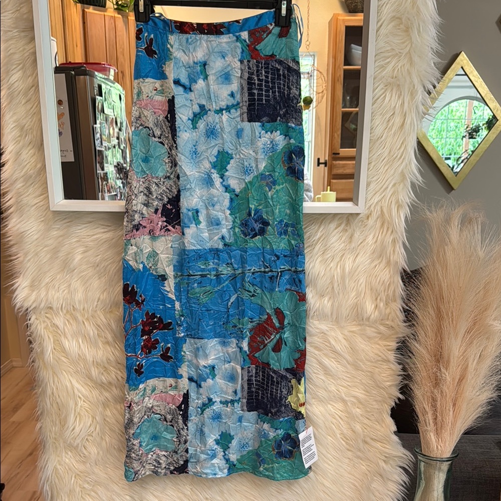 Topshop Blue Green Midi Pencil Skirt Resort Wear